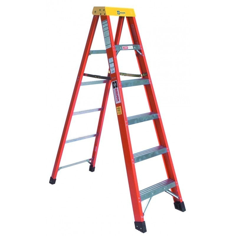 Bauer Ladders Fiberglass Step Ladder, 300 lb. Capacity, Orange - 8'