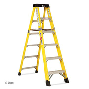 Bauer Ladders Fiberglass Step Ladder, 375 lb. Capacity, Yellow - 8 96"