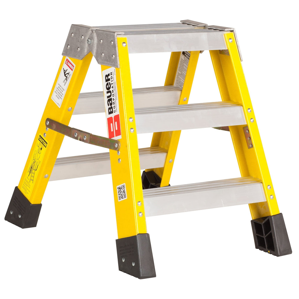 Bauer Ladders Fiberglass Step Ladder, 375 lb. Capacity, Yellow - 10'