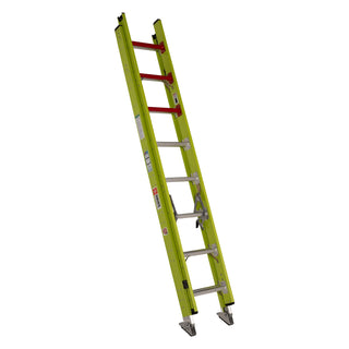 Bauer Ladders Fiberglass Extension Ladder, 375 lb. Capacity, Yellow - 16'