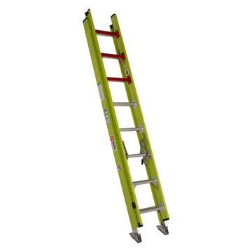 Bauer Ladders Fiberglass Extension Ladder, 375 lb. Capacity, Yellow - 16'