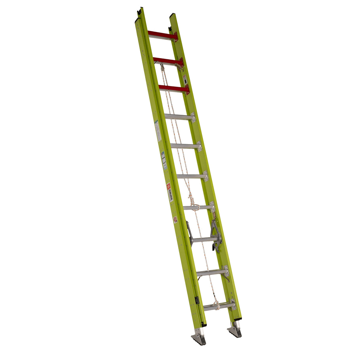 Bauer Ladders Fiberglass Extension Ladder, 375 lb. Capacity, Yellow - 20'