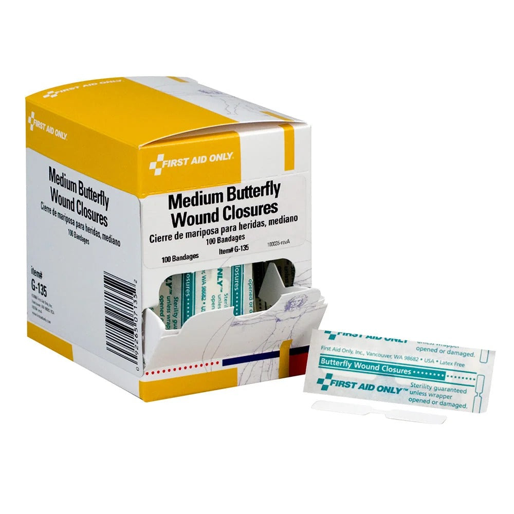 First Aid Only Large Butterfly Closure, 100/Box - Medium