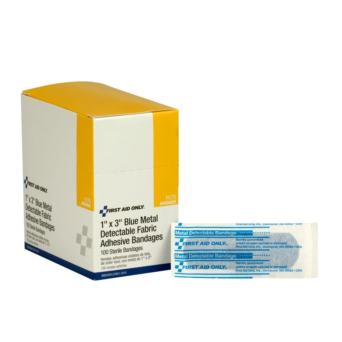 First Aid Only H175-001 Fabric Bandage, Blue, 100/Box - Default Title