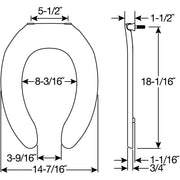 Bemis 1055 000 Plastic Toilet Seat, 14 7/16" Wide, White - photo 5