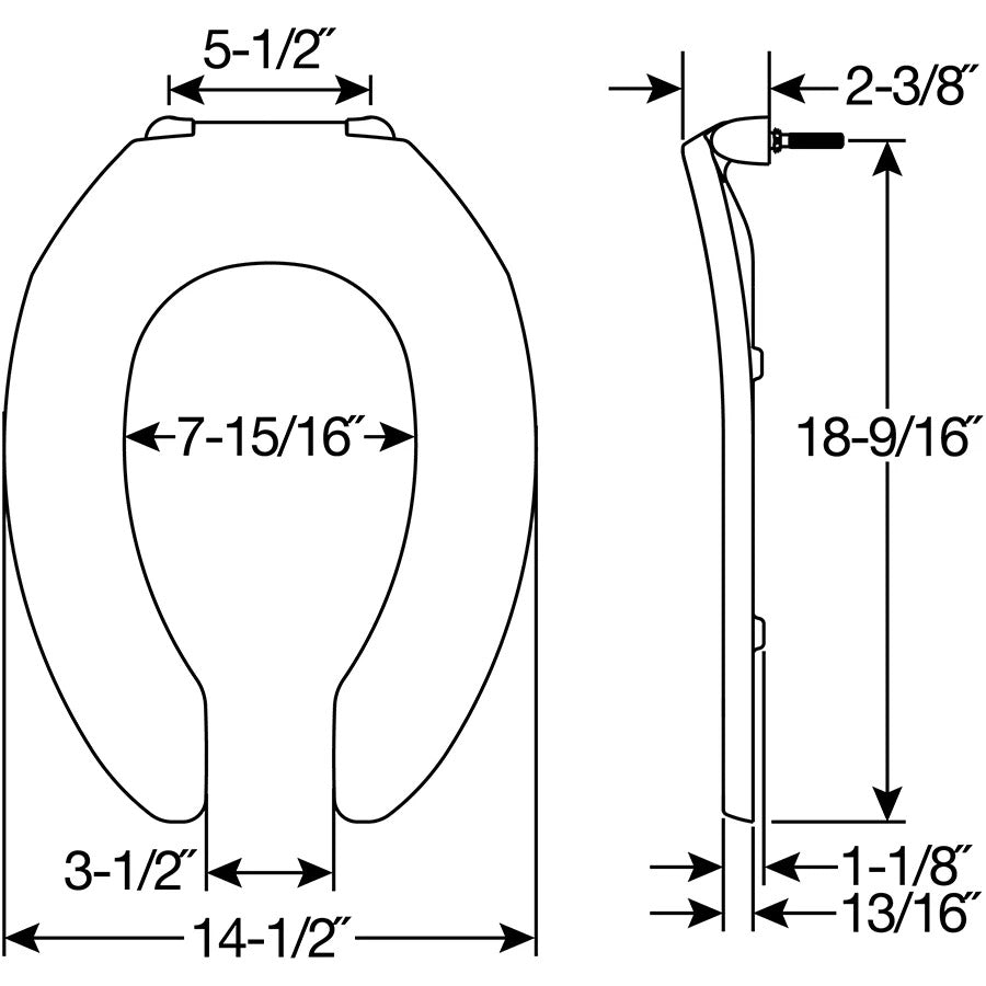Bemis Plastic Toilet Seat, 14 1/2" Wide, White - photo 3