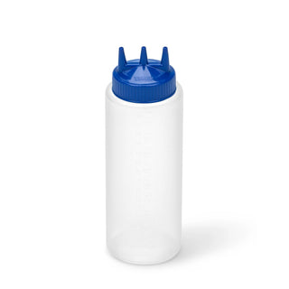 Vollrath 3332 Traex Color-Mate Polyethylene Squeeze Bottle, 32 oz. - Blue Clear