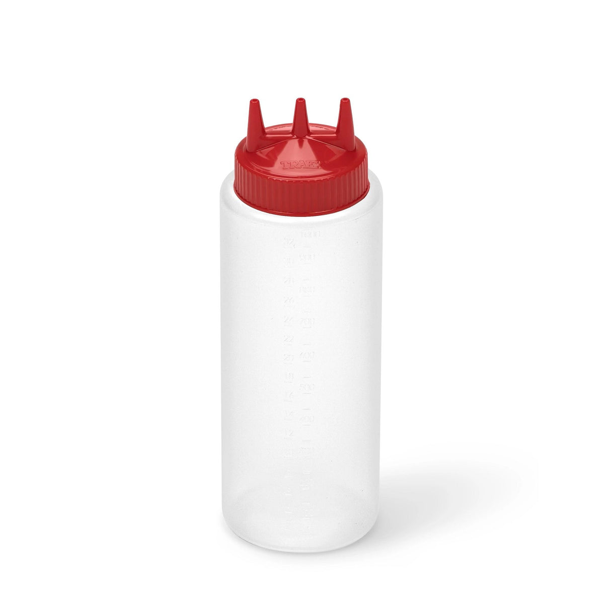 Vollrath 3332 Traex Color-Mate Polyethylene Squeeze Bottle, 32 oz. - Clear Red