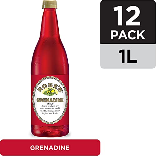 Rose's Grenadine, 1 L bottle (Pack of 12), Made with Pomegranate Flavor, Mixer to Add to Cocktails and Non-Alchoholic Drinks, Trusted by Bartenders