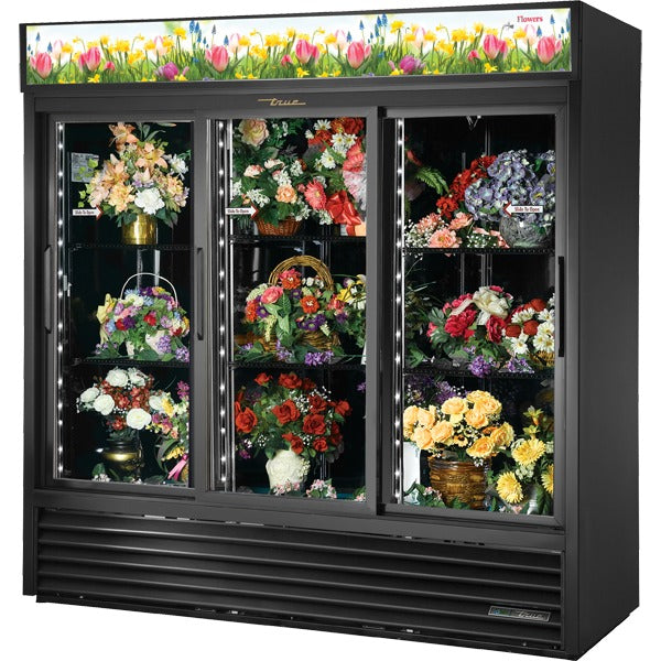 True Refrigeration GDM-69FC-HC-LD BLK Door Floral Case, 65.5 cu. ft., 115V - Default Title