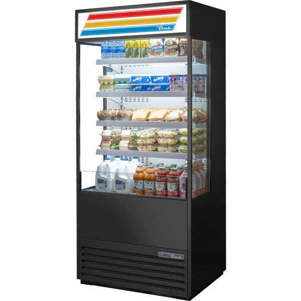 True Refrigeration TOAM Air Curtain Merchandiser, 78 1/2" High, Black - 36"