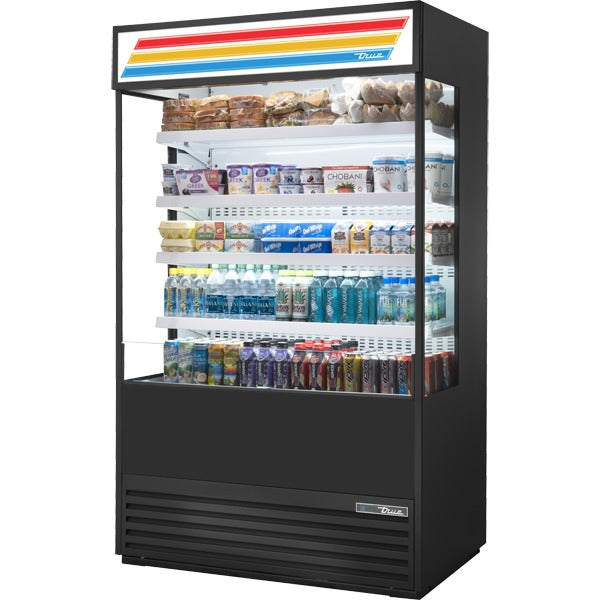 True Refrigeration TOAM Air Curtain Merchandiser, 78 1/2" High, Black - 48"
