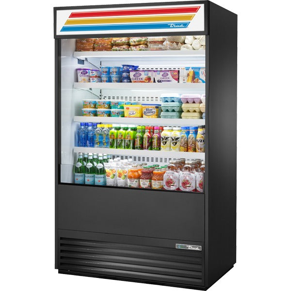True Refrigeration TOAM Air Curtain Merchandiser, 78 1/2" High, Black - 48"
