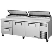 True Refrigeration TPP Stainless Steel Pizza Prep Table, 44 5/8" High, 115V - 34.1 cu. ft.