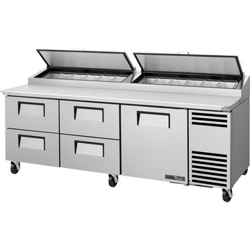 True Refrigeration TPP-AT2-93D Stainless Steel Pizza Prep Table, 34.1 cu. ft., 115V - Four One Door