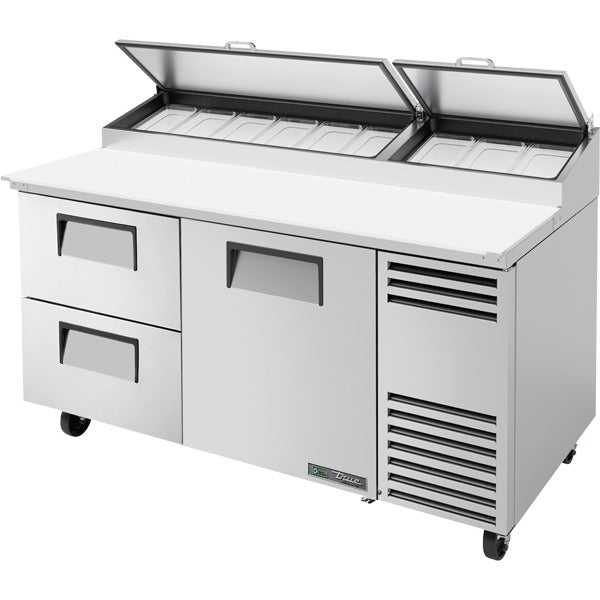 True Refrigeration TPP Stainless Steel Pizza Prep Table, 44 5/8" High, 115V - 23.7 cu. ft.