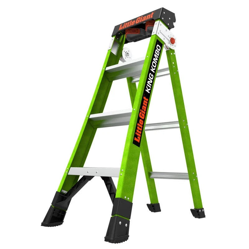 Little Giant Ladder Systems Fiberglass Ladder, 375 lb. Capacity, Green - 4'