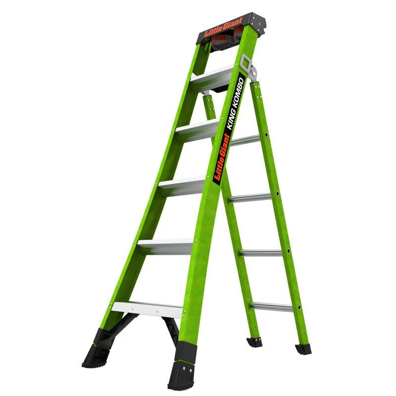 Little Giant Ladder Systems Fiberglass Ladder, 375 lb. Capacity, Green - 6'