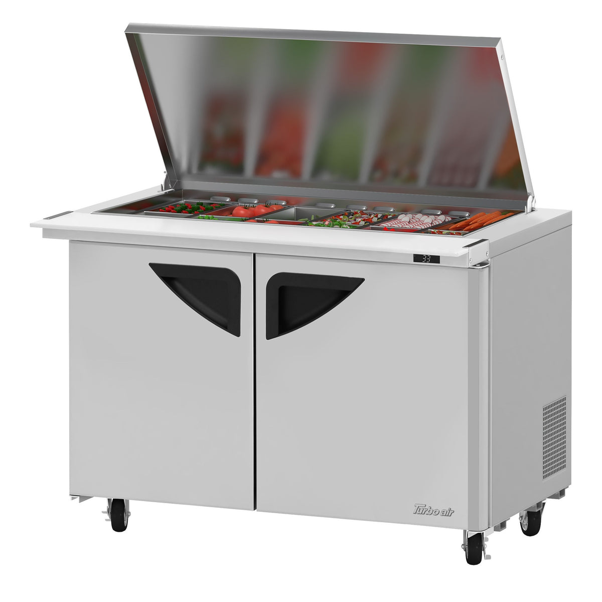 Turbo Air Refrigeration TST-48SD-18 Sandwich Prep Table, 15 cu. ft., 115V - 48" 2 Door Flat Lid