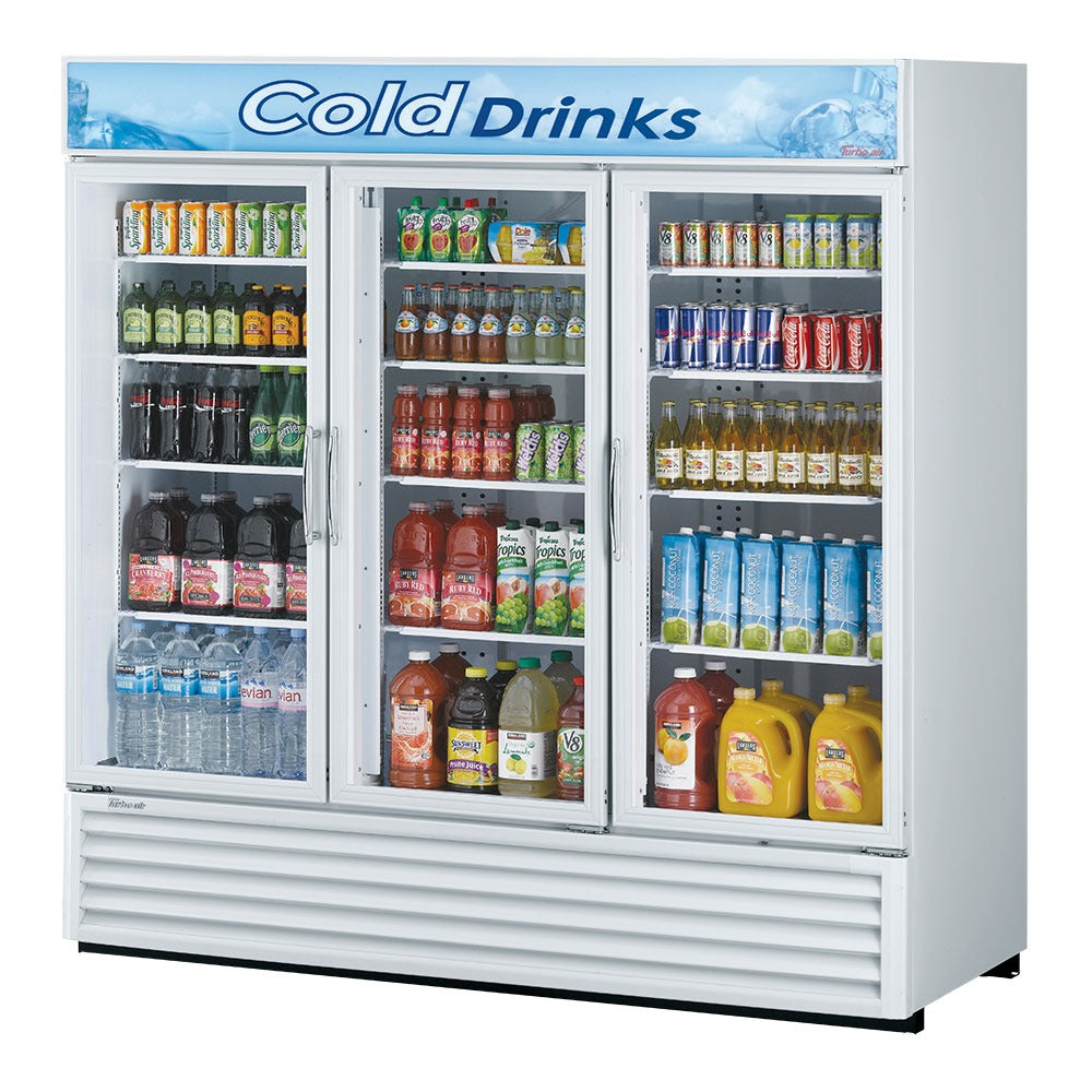 Turbo Air Refrigeration TGM Merchandising Glass Door Refrigerator, 72 cu. ft., 115V - White