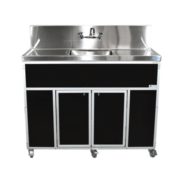 Monsam Enterprises PSE-2001LA Aluminum Portable Sink, 24 1/4" x 55", 110/120V Volts - Black
