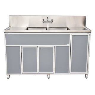 Monsam Enterprises PSE-2002LA Aluminum Portable Sink, 24 1/4" x 72 1/4", 110/120V Volts - Black