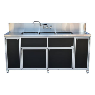 Monsam Enterprises PSE-2003LA Aluminum Portable Sink, 24 1/4" x 90 3/4", 110/120V Volts - Black