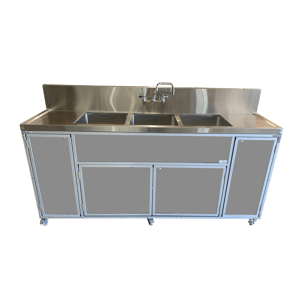 Monsam Enterprises PSE-2003LA Aluminum Portable Sink, 24 1/4" x 90 3/4", 110/120V Volts - Gray