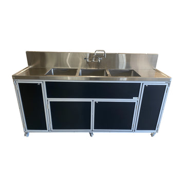 Monsam Enterprises PSE-2004LA Aluminum Portable Sink, 24 1/4" x 90 3/4", 110/120V Volts - Black