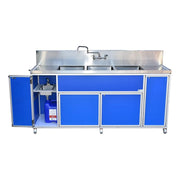 Monsam Enterprises PSE-2004LA Aluminum Portable Sink, 24 1/4" x 90 3/4", 110/120V Volts - Blue