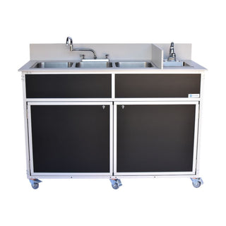 Monsam Enterprises PSE-2004R Aluminum Portable Sink, 24" x 58", 110/120V Volts - Black