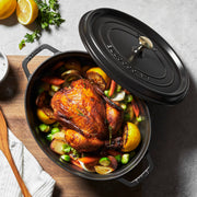 12.75 Quart Oval Cocotte by STAUB – 41cm, 11.73 liters, Cast Iron, 01) Black, Model 1004074
