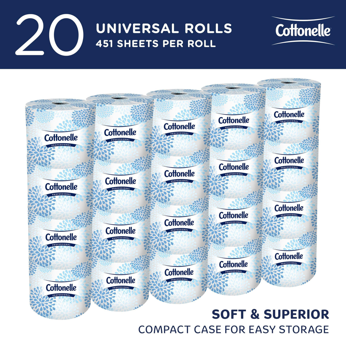 Cottonelle Professional 20 Rolls (451 Sheets each) / White / Standard Roll Toilet Paper Paper & Plastic