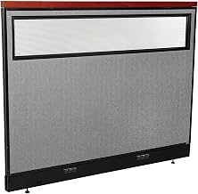 Global Industrial 60-1/4"W x 47-1/2"H Deluxe Electric Office Partition Panel with Partial Window, Gray