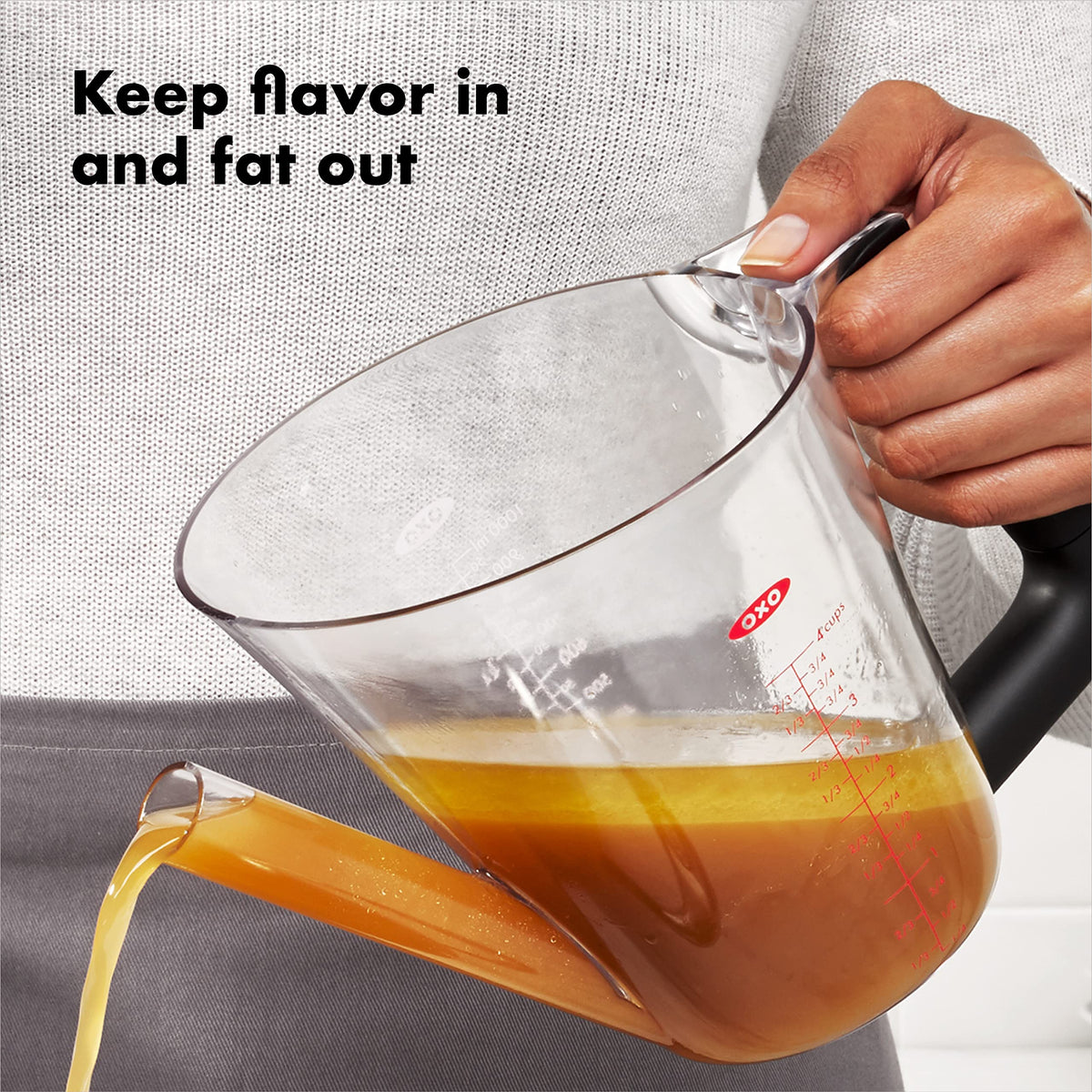 OXO Fat Separator Pitcher, 4 Cup Capacity, Clear