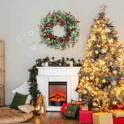 Sggvecsy Artificial Christmas Wreath, 22 Inch Diameter, Red Berry with Pine Cones
