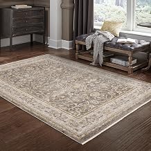 Oriental Weavers Maharaja Area Rug - 040M1-5'3" x 7'6" - in Beige/Grey - Vintage Inspired, Stain Resistant, Family and Pet Friendly, Bedroom, Office Rug