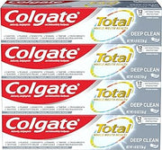 Colgate Total Toothpaste with Stannous Fluoride and Zinc, Multi Benefit Toothpaste with Sensitivity Relief and Cavity Protection, Deep Clean - 4.8 Ounce (4 Pack)