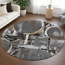 Addison Rugs Chantille ACN2615 Gray 8' x 8' Indoor/Outdoor, Machine Washable, Easy Clean, Non Shedding, Bedroom, Living Room, Dining Room, Kitchen, Patio Round Rug