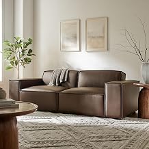 Modway Restore Faux Leather 2-Piece Modular Loveseat in Espresso - Low Profile Vegan Leather Sectional Sofa with Coil Seat Support, and French Piping