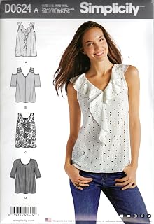 Simplicity D0624 Misses' Knit Tops with Bodice and Sleeve Variations Sewing Pattern
