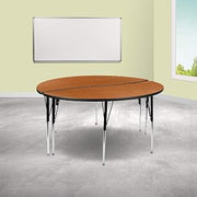 Flash Furniture Emmy 2 Piece Emmy 60" Circle Wave Flexible Oak Thermal Laminate Activity Table Set - Standard Height Adjustable Legs | Height Adjustable, Flexible, Durable Construction, Commercial Use