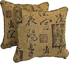 Blazing Needles Corded Square Jacquard Chenille Throw Pillow, 18", Calligraphy 2 Count