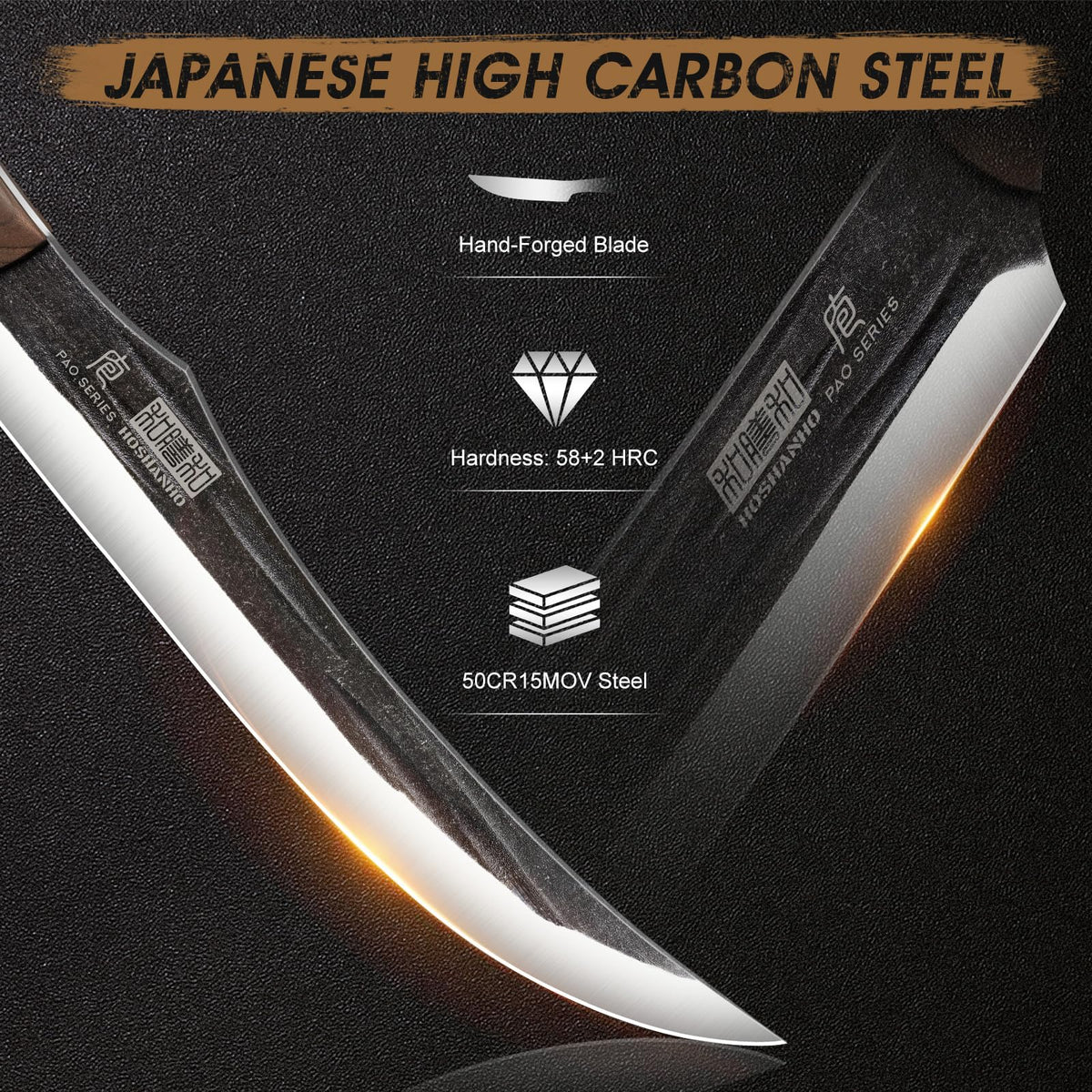 Hoshanho Butcher Knife Trio, 10 Inch Blades, Silver