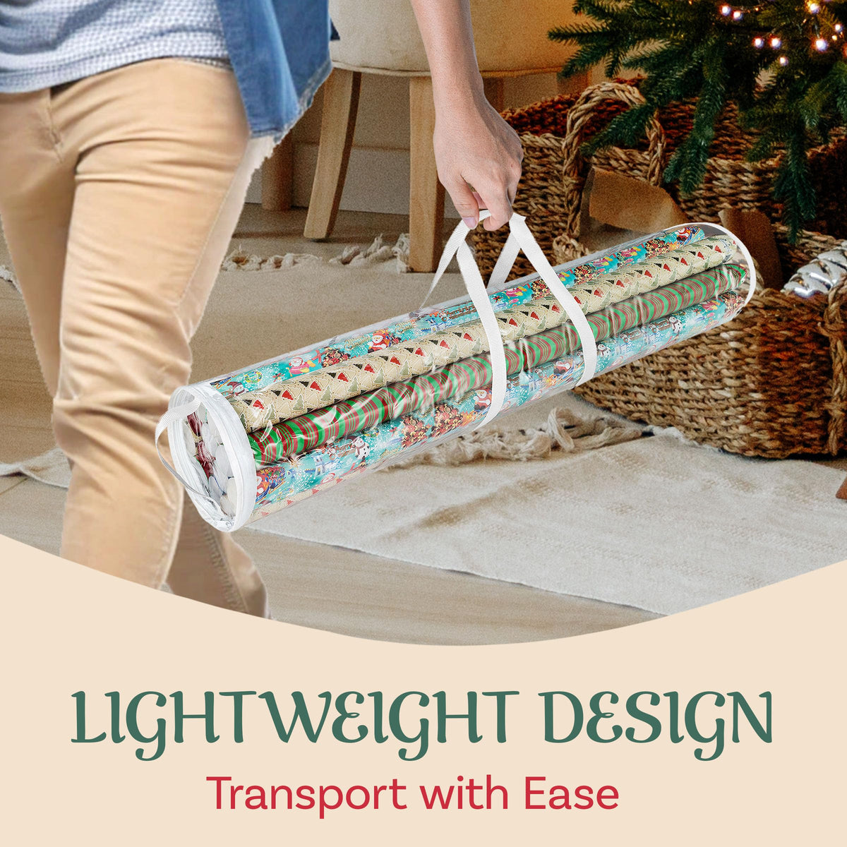 Elf Stor Gift Wrap Organizers, 40.5 x 9 Inches, Clear, Set of 2