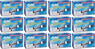 EXPO 80001 Low Odor Chisel Point Dry Erase Markers, Black, 12 Units per Box, Pack of 12 Boxes, 144 Markers Total