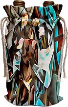 3dRose Three Men Playing Cards Geometric Art After Rockline Wine Bag