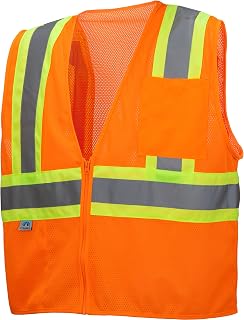 Pyramex RVZ2220L Lumen X Class 2 Safety Vest with Zipper, Large, Hi-Vis Orange