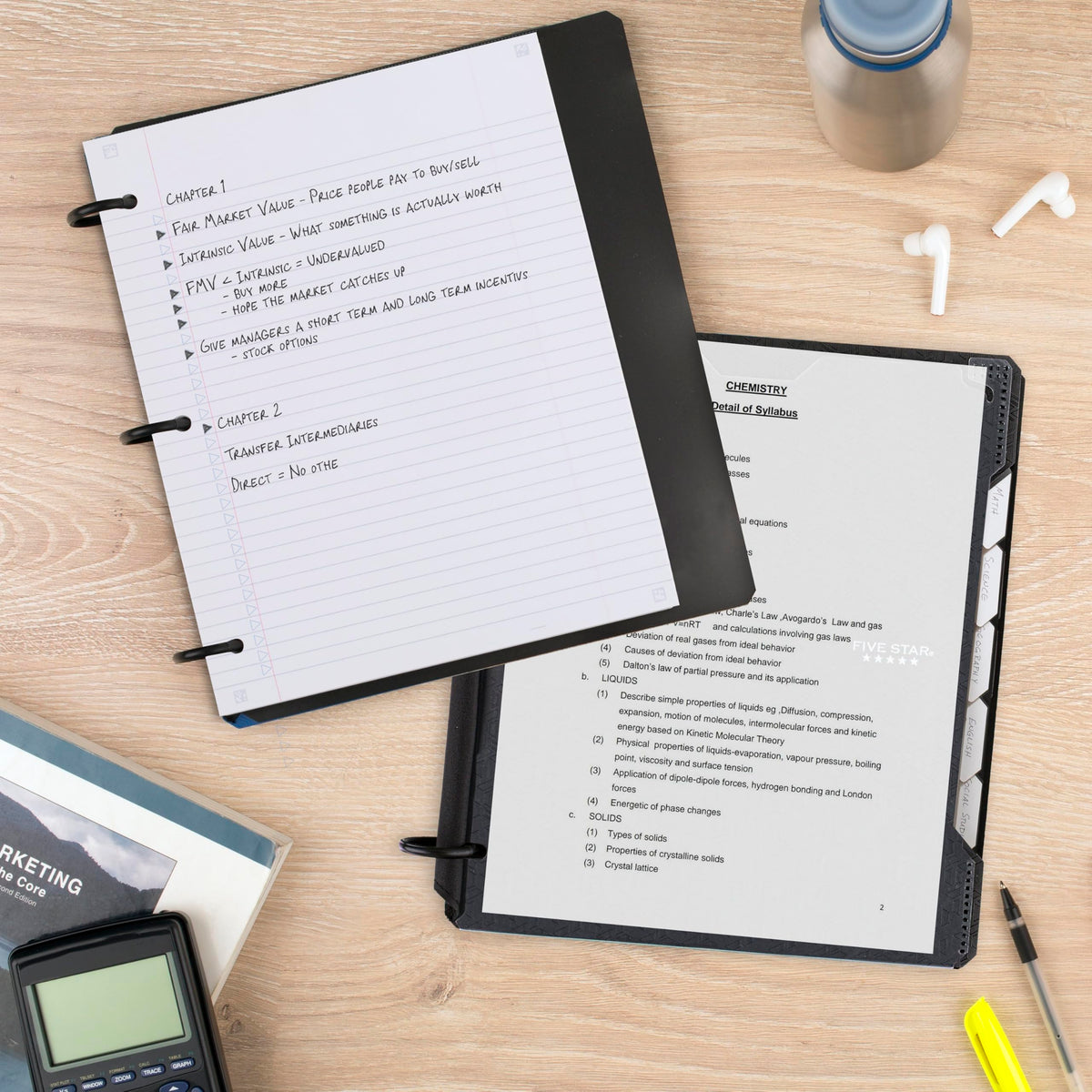 Flex Refillable Notebook + Study App by Five Star – 1 Pack, Plastic, Black, Model 29326AA2