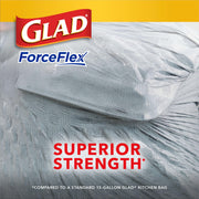 ForceFlex Tall Kitchen Drawstring Trash Bags by Glad – 80 Count (Pack of 1), 49.2 liters, Plastic, Grey, Model 79009